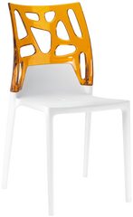 Стілець Papatya Ego-Rock біле сидіння, верх прозоро-жовтогарячий