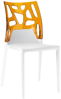 Стул Papatya Ego-Rock белое сиденье, верх прозрачно-оранжевый