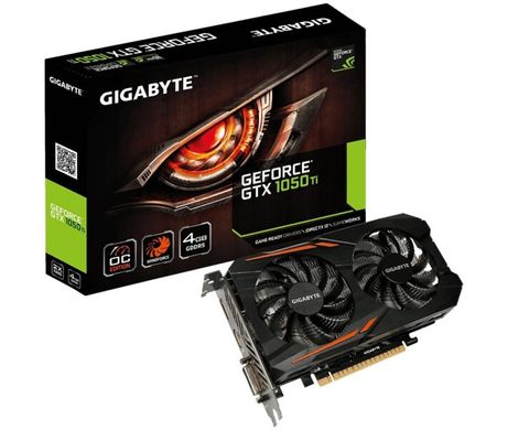 Видеокарта Gigabyte PCI-Ex GeForce GTX 1050 TI OC 4GB GDDR5 (128bit) (1316/7008) (DVI, HDMI, DisplayPort) (GV-N105TOC-4GD)