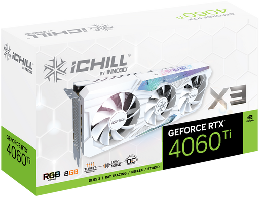 Видеокарта INNO3D GeForce RTX 4060 Ti 8GB ICHILL X3 White (C406T3-08D6X-17113280)