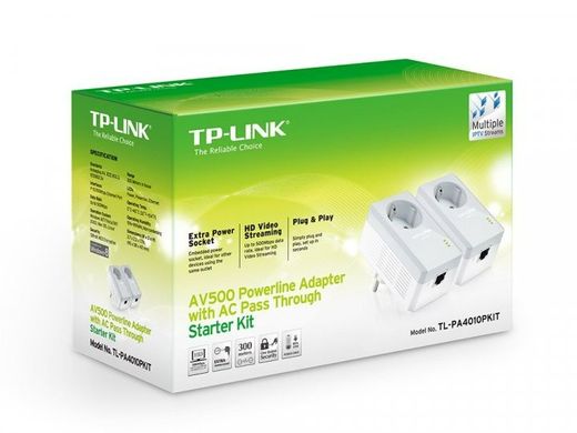 Адаптер Powerline TP-LINK TL-PA4010PKIT, 2шт kit