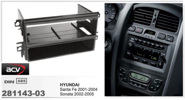 Перехідна рамка ACV 281143-03 Hyundai Santa Fe/Sonata 2002-2005 (1-din)