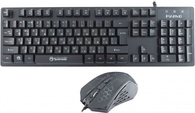 Комплект (клавіатура, миша) Marvo КМ409 Combo 7colors-LED USB Black (КМ409)