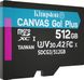 Карта пам'яті Kingston 512GB microSDXC C10 UHS-I U3 A2 R170/W90MB/s Canvas Go Plus + SD (SDCG3/512GB)