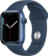 Смарт-годинник Apple Watch Series 7 GPS 41mm Blue Aluminium Case with Abyss Blue Sport Band (MKN13)