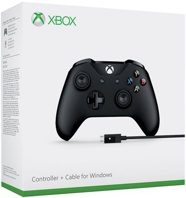 Беспроводной геймпад Microsoft Xbox One Black + USB кабель для Windows (4N6-00002)