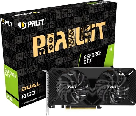 Видеокарта Palit PCI-Ex GeForce GTX 1660 Dual 6GB GDDR5 (192bit) (1530/8000) (DVI, HDMI, DisplayPort) (NE51660018J9-1161C)