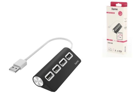 USB-хаб Hama 4 Ports USB 2.0 Black/White (00200119)