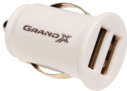 Автомобільний зарядний пристрій Grand-X 2.1A, 12-24V (CH-02W) White