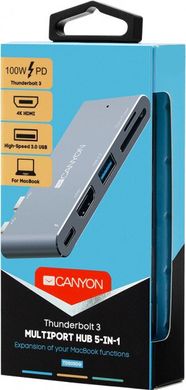 Хаб Canyon 5-в-1 USB Type C (CNS-TDS05DG)