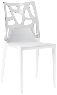Стілець Papatya Ego-Rock біле сидіння, верх прозоро-чистий
