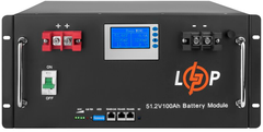 Акумулятор для ДБЖ LogicPower LiFePO4 48V (51,2V) - 100 Ah (5120Wh) (Smart BMS 100A) з LCD RM (20330)