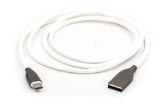 Кабель PowerPlant USB - microUSB, 1м, силікон, White