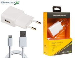 Мережевий зарядний пристрій Grand-X CH765LTW USB 5V 1A White + cable USB-Lightning