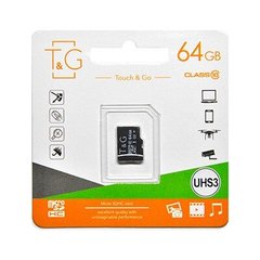 Карта пам'яті T&G MicroSDHC 64GB UHS-I U3 Class 10 T&G (TG-64GBSDU3CL10-00)