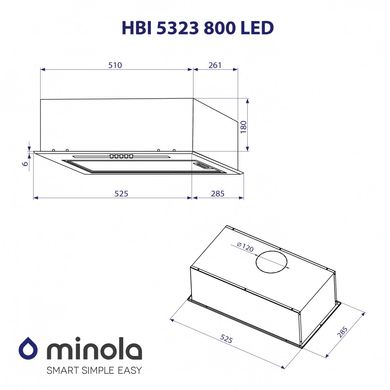 Витяжка Minola HBI 5323 I 800 LED