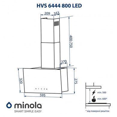 Вытяжка Minola HVS 6444 BL 800 Led