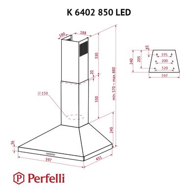 Витяжка Perfelli K 6402 SG 850 LED