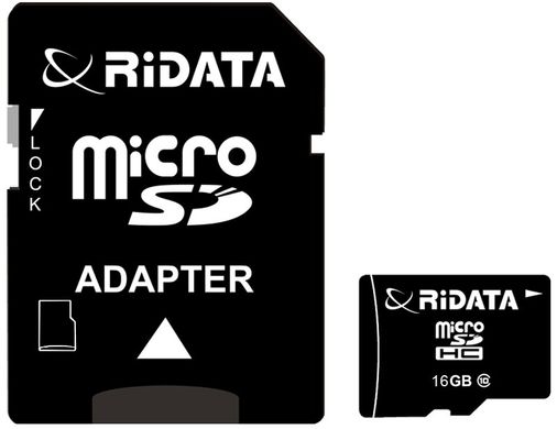 Карта памяти RiDATA microSDHC 16GB Class 10 + SD адаптер