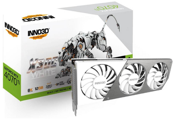 Видеокарта INNO3D GeForce RTX 4070 Ti X3 OC White (N407T3-126XX-186148W)