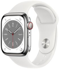Apple Watch Series 8 GPS 41mm Silver Aluminium Case with White Sport Band - Regular (MP6K3)