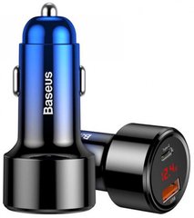 Автомобільний зарядний пристрій Baseus Car Charger USB-C and USB Magic with Digital Display QC3.0 6A 45W Blue (CCMLC20C-03)