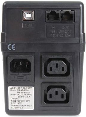 Источник бесперебойного питания Powercom BNT-800AP, 2 x IEC, USB (00210087)