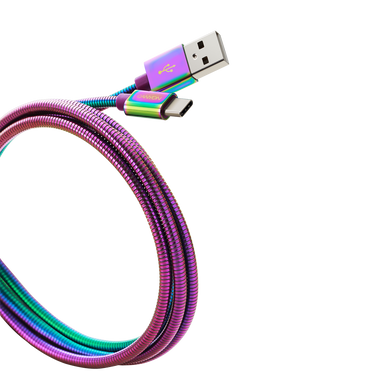 Кабель CANYON Metal Shell USB2.0 AM/CM Rainbow 1.2м (CNS-USBC7RW)