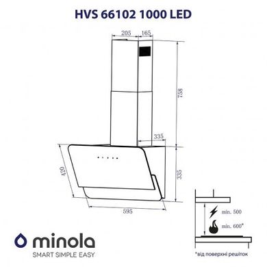 Вытяжка Minola HVS 66102 BL 1000 Led