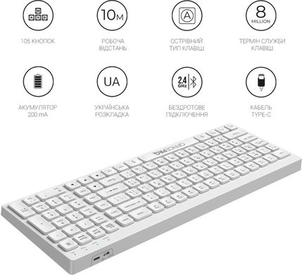 Клавіатура бездротова OfficePro (SK985W) White