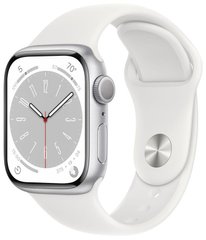 Apple Watch Series 8 GPS 45mm Silver Aluminium Case with White Sport Band - Regular (MP6N3)