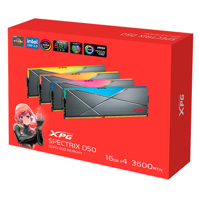 Оперативна пам’ять Adata XPG Spectrix D50 RGB Tungsten Grey DDR4 4x16GB (AX4U360016G18I-QCTG50)