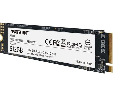 SSD-накопичувач 512GB Patriot P300 M.2 2280 PCIe NVMe 3.0 x4 TLC (P300P512GM28)