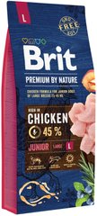 Сухий корм для цуценят та молодих собак великих порід Brit Premium Junior L з куркою, 15 кг (170824/6437)
