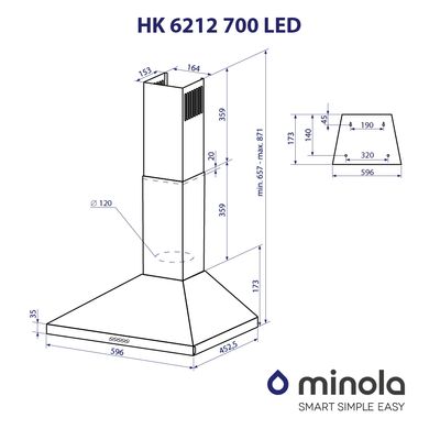 Вытяжка Minola HK 6212 BL 700 LED