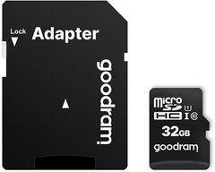 Карта пам'яті Goodram MicroSDHC 32GB UHS-I Class 10 + SD-adapter (M1AA-0320R12)