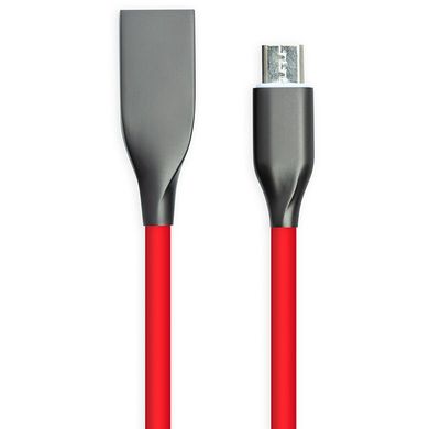 Кабель PowerPlant USB - microUSB 1м силікон Red