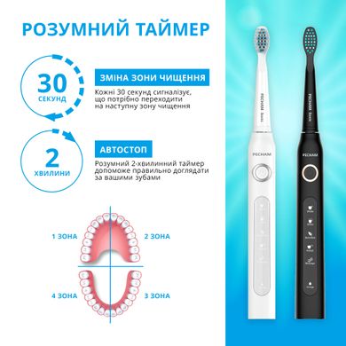 Набор электрическая зубная щетка PECHAM Black and White Travel Set PC-084 (0290119010100)
