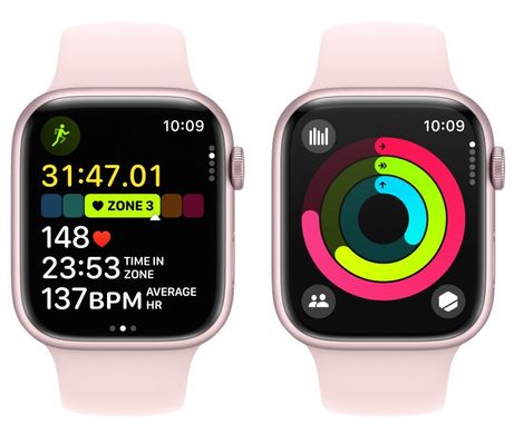 Apple Watch Series 9 GPS 45mm Pink Aluminium Case with Light Pink Sport Band M/L (MR9H3QP/A)