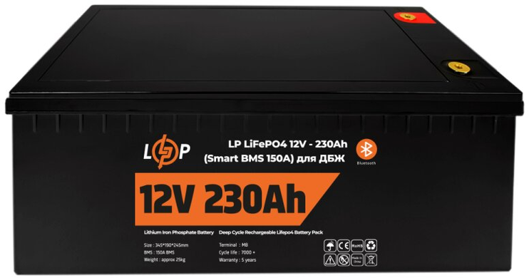 Аккумулятор для ИБП LogicPower LiFePO4 12V (12,8V) - 230 Ah (2944Wh) (Smart BMS 150А) с BT пластик для ИБП (20199)