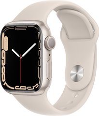 Смарт-часы Apple Watch Series 7 GPS 41mm Starlight Aluminium Case with Starlight Sport Band (MKMY3)