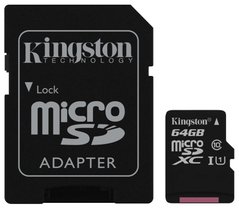 Карта памяти Kingston microSDXC 64GB SDHC Class 10 UHS-I + adapter