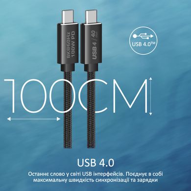 Кабель Promate PrimeLink-C40 USB Type-C to USB Type-C 100W PD 1 м Black (primelink-c40.black)