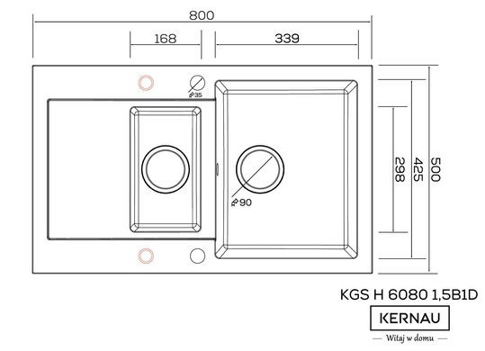 Кухонна мийка Kernau KGS H 6080 1,5B1D Grey Metallic