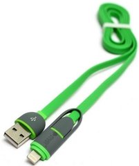 Кабель LOGIN 2in1 Micro USB & Lightning (LGN-C04-MCR-LTG GRN), green