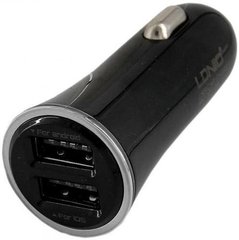 Автомобільний зарядний пристрій LDNIO 3.4A 2USB + Lightning cable DL-C28 (black)