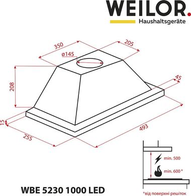 Витяжка вбудовувана Weilor WBE 5230 WH 1000 LED