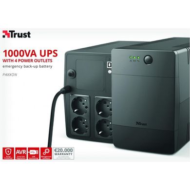 Джерело безперебійного живлення Trust UPS Paxxon 1000VA UPS 4 Outlets (23504_TRUST) (U0421029)