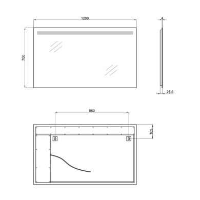 Настінне дзеркало Qtap Mideya Modern 120х70 (QT2078141470120W)