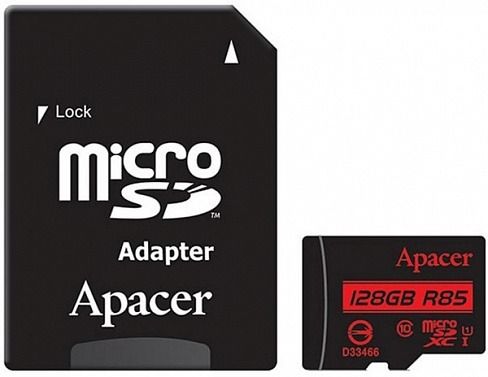 Карта пам'яті Apacer 128GB microSDHC C10 UHS-I R85MB/s + SD (AP128GMCSX10U5-R)